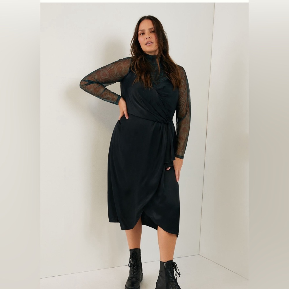 Midi Slip Dress in Black